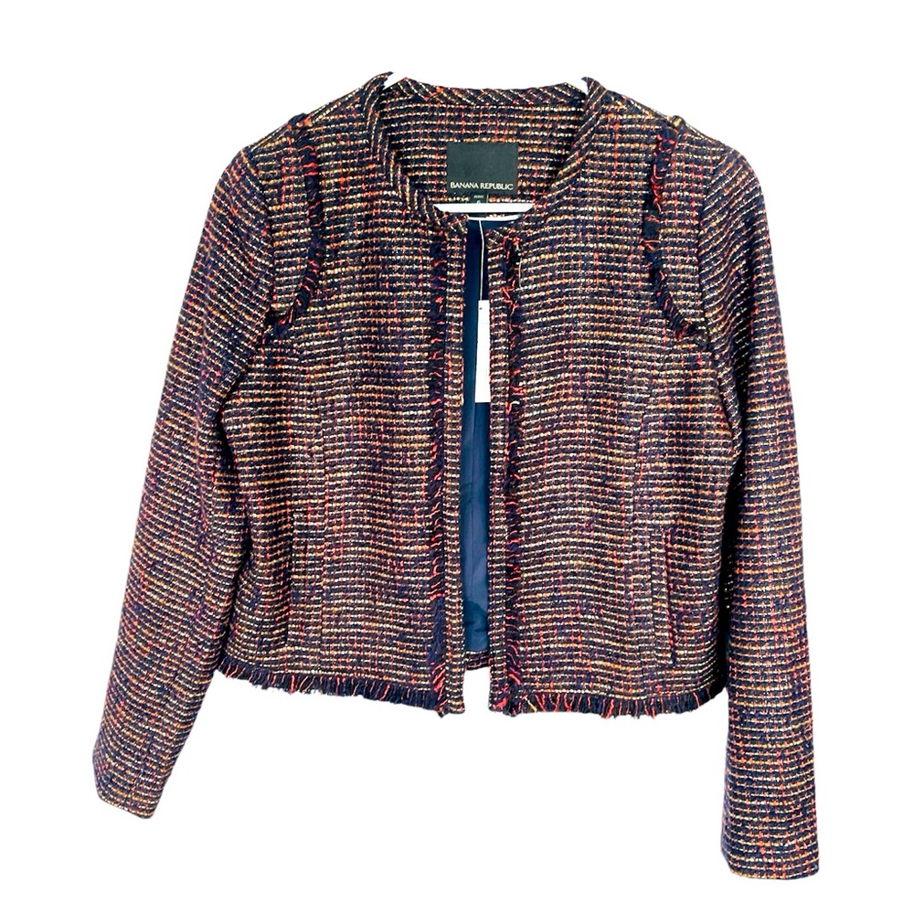 Nwt-Banana Republic Brown Tweed Blazer Jacket Italian Fabric Size 6 Petite $148